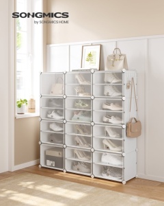 Αρθρωτή παπουτσοθήκη Songmics Λευκό 124.4x31.2x124.6 cm