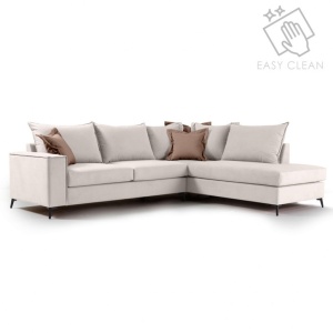 Αριστερός Γωνιακός Καναπές Romantic Κρεμ - Mocha 290x235x95 cm