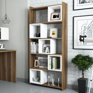Βιβλιοθήκη Box, Λευκό-Walnut