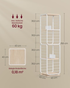 Βιβλιοθήκη Vasagle Λευκή 43x43x158 cm - Img 5