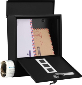 Γραμματοκιβώτιο Songmics, 24 x 30 cm, Black, διαμέρισμα για εφημερίδα - Img 3