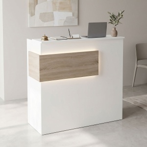 Γραφείο υποδοχής Optima, Λευκό, 40x110x110 cm