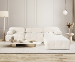 Γωνιακός Καναπές Doblo Κρεμ 315x210x80 cm