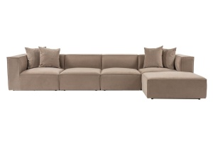Δεξιός Γωνιακός Καναπές Sora Cappuccino 430x75x102 cm - Img 3