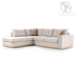 Δεξιός Γωνιακός Καναπές Boston Κρεμ - Mocha - Natural 280x225x95 cm