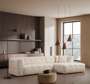 Δεξιός Modular Γωνιακός Καναπές Cady Μπεζ 300x150x72 cm