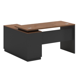 Δεξί γωνιακό γραφείο Oscar καρυδί - ανθρακί 160x140x76 cm - Img 2