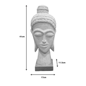 Διακοσμητικό άγαλμα Wevi bust Buddha λευκό ξύλο μάνγκο 17x11.5x41 cm - Img 2