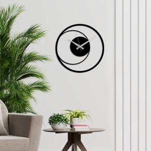 Διακοσμητικό Μεταλλικό Ρολόι Τοίχου Circle Μαύρο 49x49 cm - Img 3