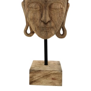 Διακοσμητικό Τραπεζιού Buddha Mask από φυσικό ξύλο μάνγκο και σίδερο 20x18.5x48.5 cm - Img 3