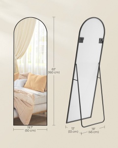Επιδαπέδιος καθρέφτης Μαύρο Songmics 160x50x1.3 cm