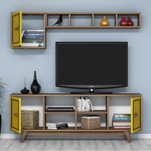 Έπιπλο TV Ayla-Walnut, Yellow - Img 2