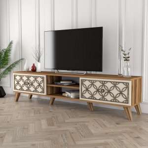 Έπιπλο TV Class-Walnut, Κρεμ - Img 2