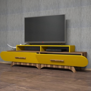 Έπιπλο TV Flora-Walnut, Yellow - Img 2