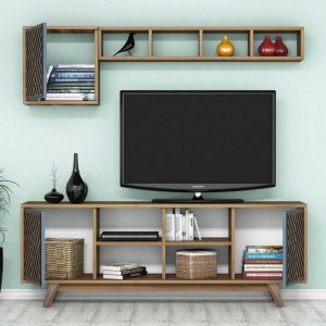 Έπιπλο TV İnci-Walnut, Blue - Img 2