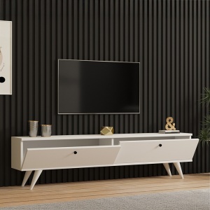 Έπιπλο TV Jate, Pako World, Λευκό, 160x25x40 cm - Img 3