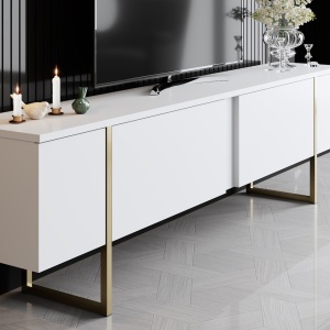Έπιπλο TV Luxe Λευκό 180x30x50 cm - Img 3