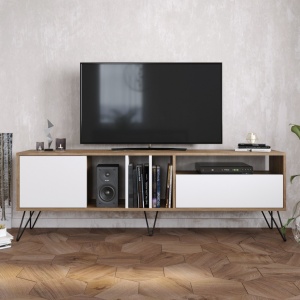 Έπιπλο TV Mistico Walnut-Μαύρο-Λευκό - Img 2