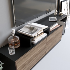 Έπιπλο TV Nexera-Μαύρο, Walnut - Img 3