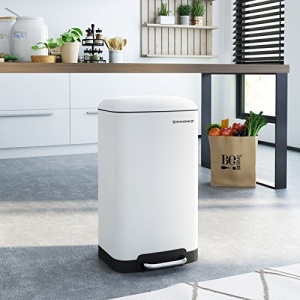 Κάδος ανακύκλωσης, Songmics, 30L, LTB01W, Soft Close, Λευκό