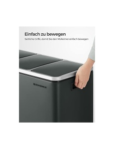 Κάδος ανακύκλωσης, 3 x 18L, Soft-Close, Μαύρο, LTB54GS, 61 x 31 x 56 cm - Img 6