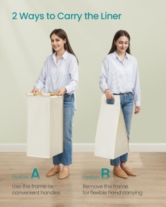 Καλάθι απλύτων Κρεμ Songmics 97.9x33x78 cm - Img 7