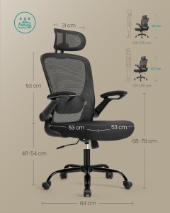 Καρέκλα γραφείου Μαύρο Songmics 62x62.4x120.4 cm - Img 5