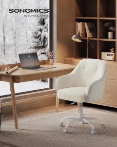 Καρέκλα γραφείου boucle Cappuccino Songmics 60.8x58x96 cm - Img 2