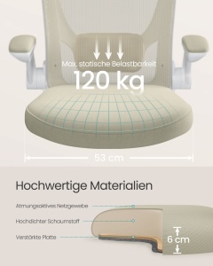 Καρέκλα γραφείου Songmics Μπεζ 64x60x(103-110) - Img 6