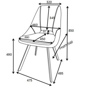 Καρέκλα Initiate material teddy γκρι-μαύρο πόδι μεταλλικό 48x57x85 cm - Img 8