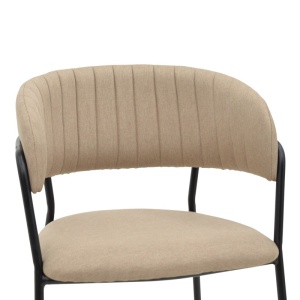 Καρέκλα Morel material μπεζ πόδια μέταλλο μαύρο 55x55x76 cm - Img 6