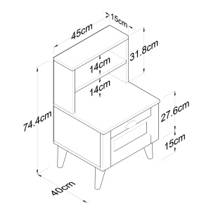Κομοδίνο BD105 Λευκό 45x74.4x40 cm - Img 10