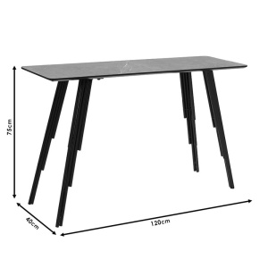 Κονσόλα Lifo MDF σκούρο γκρι τσιμέντο - μαύρο 120x40x75 cm - Img 4