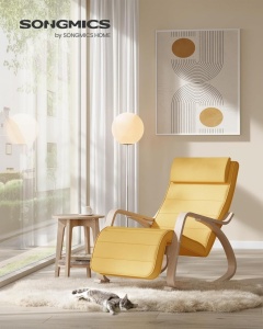Κουνιστή καρέκλα, Songmics, Κίτρινο-Natural, 121.5x67x84 cm