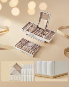 Κουτί Κοσμημάτων Songmics Λευκό 38x27x16 cm - Img 6