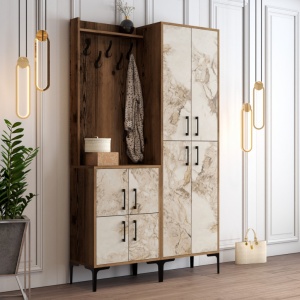 Κρεμάστρα Εισόδου Berlin BA - Walnut, Λευκό Marble - Img 2