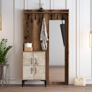 Κρεμάστρα Εισόδου Berlin BC - Walnut, Λευκό Marble