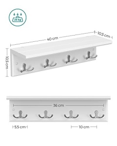 Κρεμάστρα, Songmics, Λευκό, 40x10.5x10.5 cm