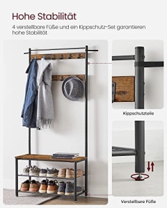 Κρεμάστρα Vasagle, Μαύρο, 85x32x175 cm - Img 3