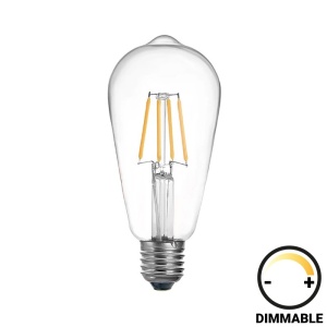 Λαμπτήρας LED ST64 Dimmable 4W E27, Διάφανο, 6.4x6.4x14.7 cm