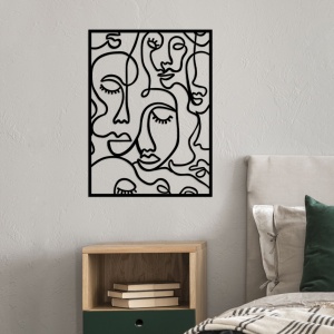 Μεταλλικός πίνακας Faces Μαύρο 52x70 cm - Img 2