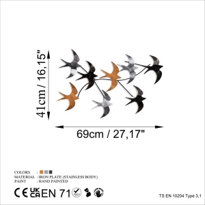 Μεταλλικός πίνακας Flying Πολύχρωμος 69x41x7 cm - Img 7
