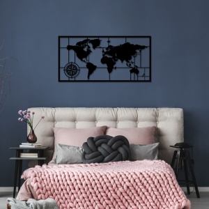 Μεταλλικός πίνακας World Μαύρο 121x60 cm - Img 3