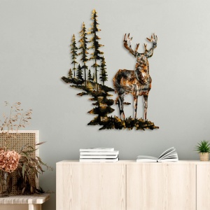 Μεταλλικός πίνακας Deer Πολύχρωμος 65x79 cm