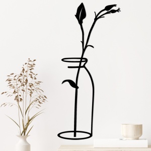 Μεταλλικός πίνακας Flower Μαύρο 33x0.15x71 cm