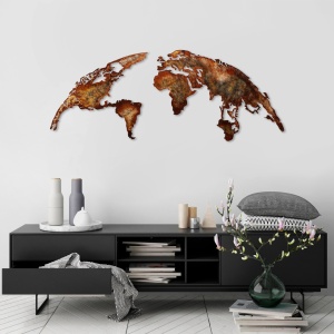 Μεταλλικός πίνακας World Πολύχρωμος 150x59x1.5 cm
