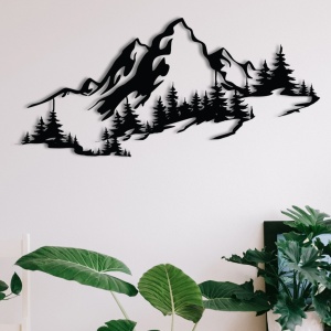 Μεταλλικό Διακοσμητικό Τοίχου Mountain, Μαύρο, 67x30 cm