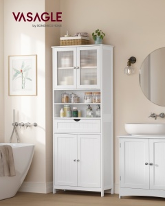Ντουλάπι Αποθήκευσης Μπάνιου Vasagle Λευκό 60x30x170 cm