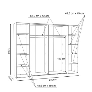Ντουλάπα με 4 Πόρτες Verzo Pako World Καφέ ανοιχτό 270.5x61.5x210.5 cm - Img 5