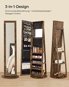 Ντουλάπι Κοσμημάτων, Songmics, Καφέ, 162x55x55 cm - Img 3
